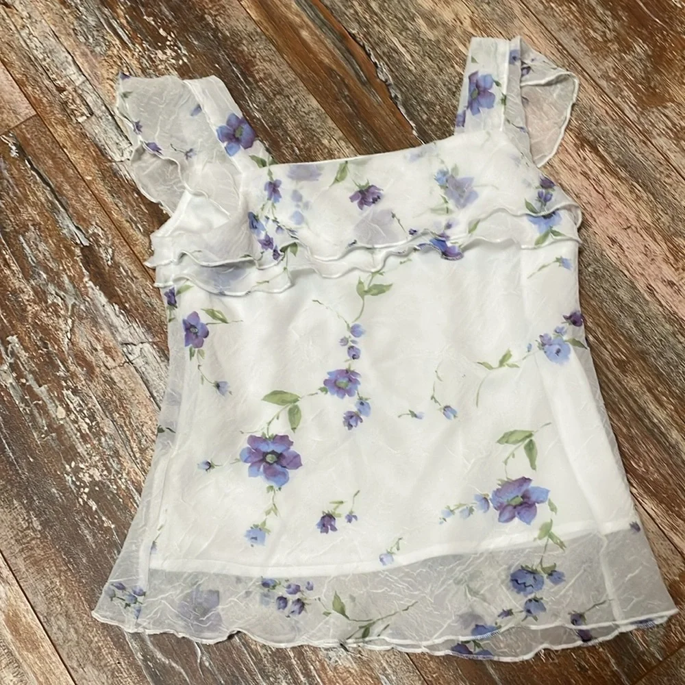 r n kidz white two piece with purple floral design. skirt and top set - Picture 2 of 11